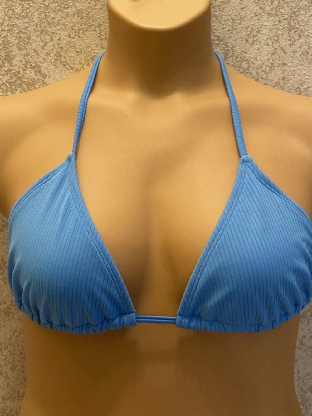 Xhilaration Ribbed Light Blue Halter Triangle Bikini Top